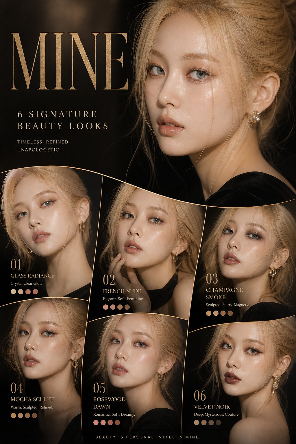 极致奢华电影感美妆社论海报 / Ultra Luxury Cinematic Beauty Editorial Campaign Poster，UI 与社交媒体截图，人像、电影感、时尚，案例输出图 1