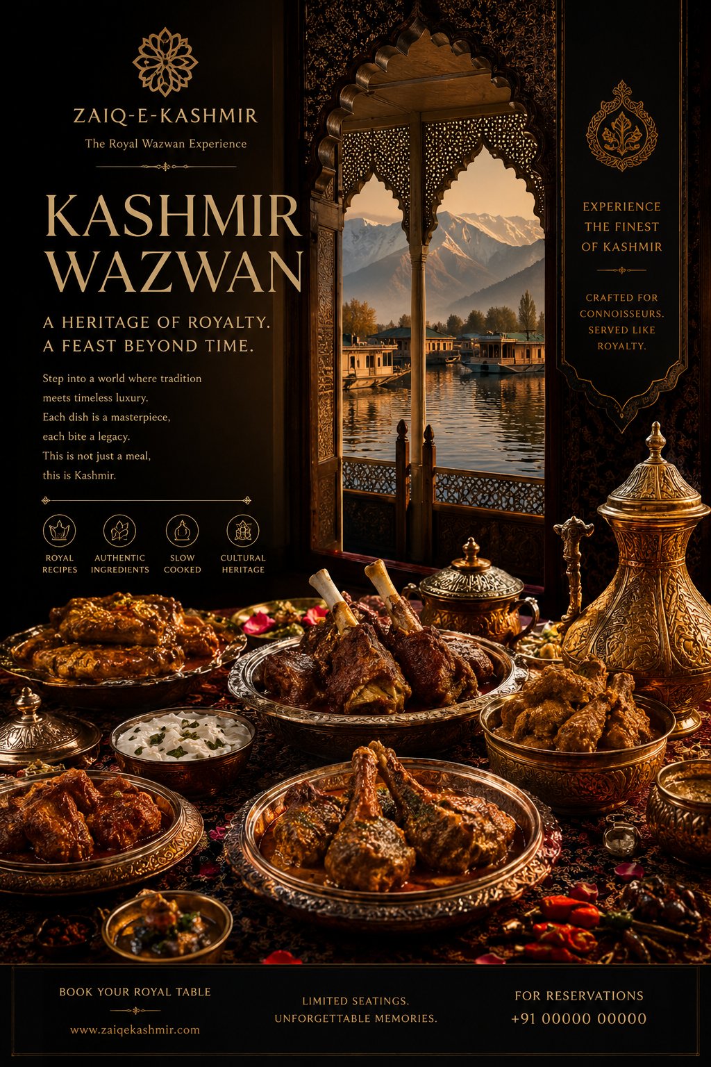 顶级奢华克什米尔瓦兹万美食电影海报 / Ultra Luxury Cinematic Kashmiri Wazwan Poster,人像与摄影,人像、电影感、时尚,案例输出图 1