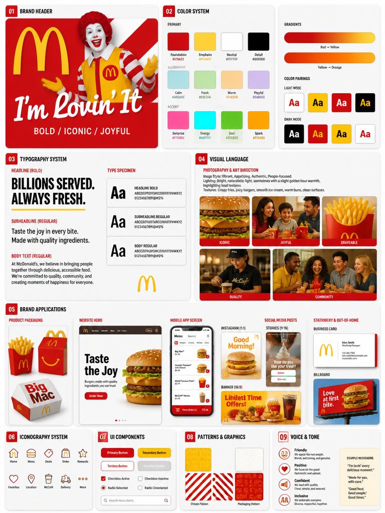 快餐品牌视觉识别及UI系统风格指南 / Fast Food Brand Identity Ui Ux Design System，UI 与社交媒体截图，人像、时尚、插画，案例输出图 1