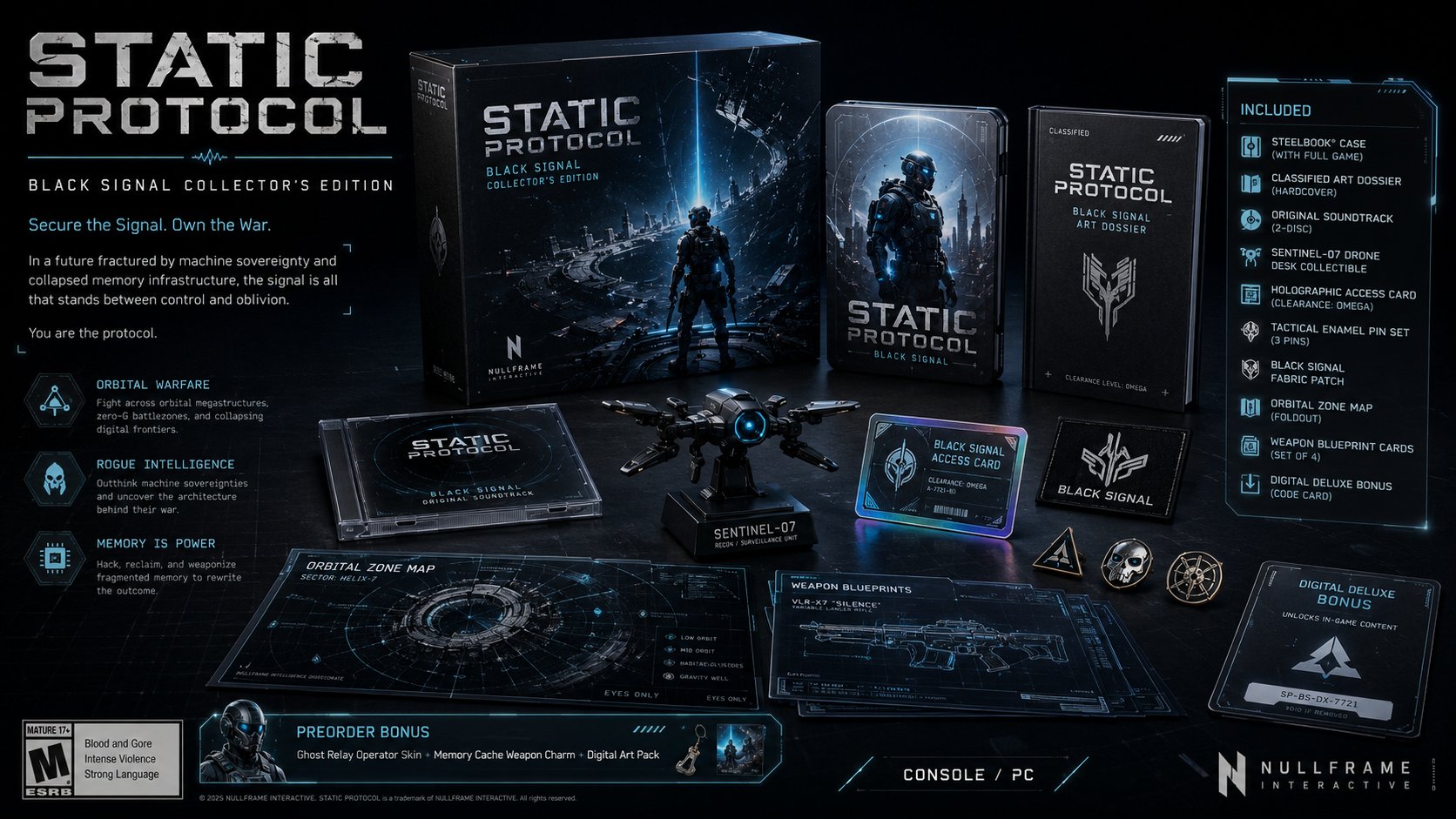 虚拟游戏典藏版礼盒视觉设计 / Collector Edition Game Box Set Prompt Template，角色设计，电影感、角色、二次元，案例输出图 2