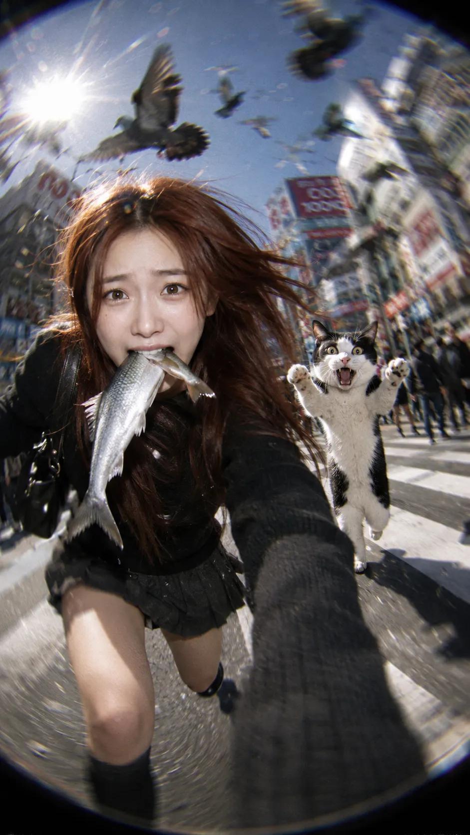 Y2K千禧风CCD相机追猫混乱镜头 / Y2k Ccd Digicam Cat Chase Fisheye,人像与摄影,人像、时尚、竖版,案例输出图 1
