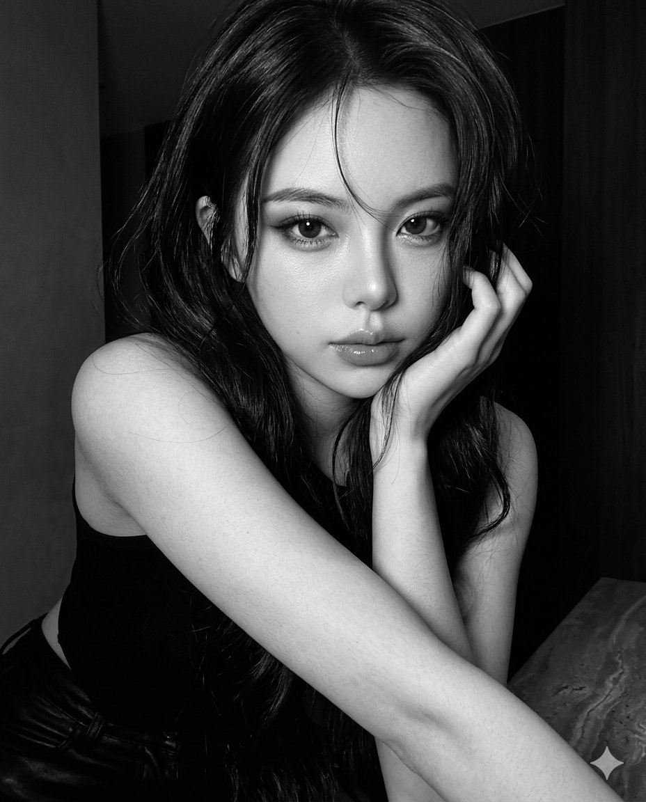 iPhone17Pro超写实黑白人像 / Iphone 17 Pro Hyper Realistic Monochrome Portrait，人像与摄影，人像、电影感、时尚，案例输出图 1
