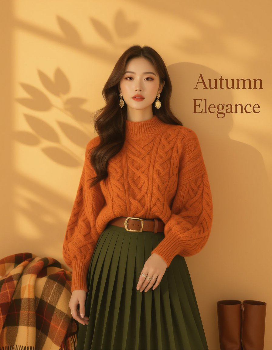 秋季时尚杂志大片东亚女性室内写真 / Ultra Realistic Autumn Fashion Editorial East Asian Woman，人像与摄影，人像、电影感、时尚，案例输出图 2