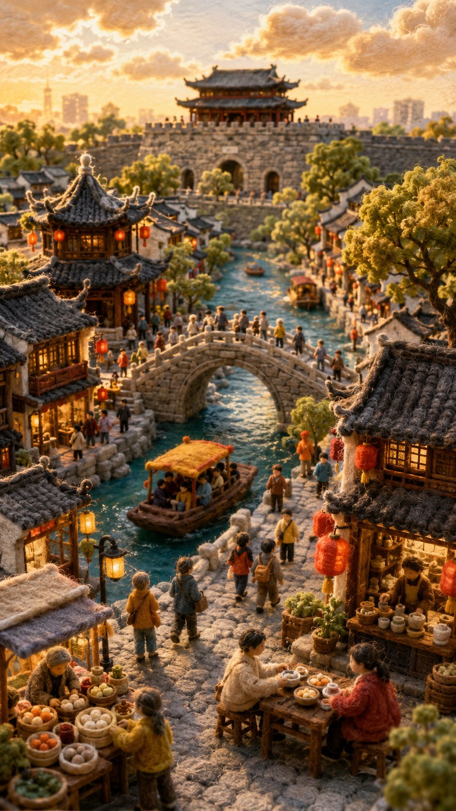 羊毛毡微缩立体模型国家风情画 / Wool Felt Miniature Diorama Country Landscape，角色设计，电影感、角色、城市视觉，案例输出图 2