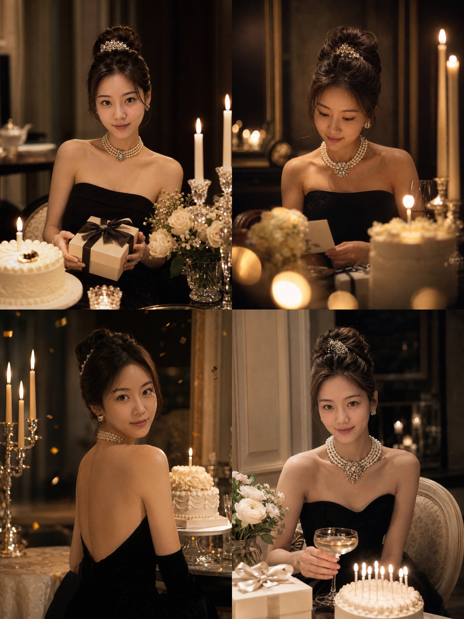 赫本风千金生日仪式感写真 / Hepburn Style Heiress Birthday Commemorative Photoshoot，UI 与社交媒体截图，人像、电影感、时尚，案例输出图 2
