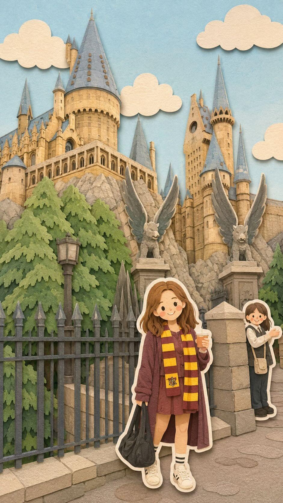奇幻可爱和风剪纸旅行透视模型 / Whimsical Kawaii Travel Paper Cut Diorama，角色设计，电影感、角色、二次元，案例输出图 2