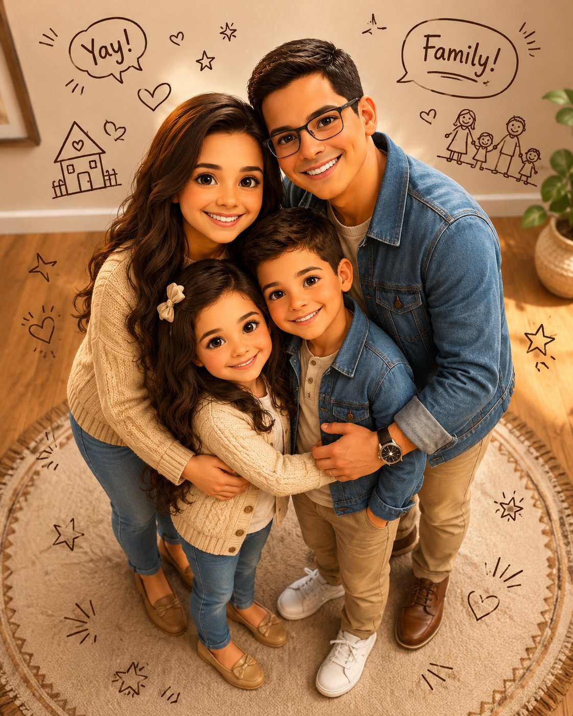 高端3D动画风格家庭肖像 / High End 3d Animated Family Portrait，人像与摄影，人像、电影感、时尚，案例输出图 1