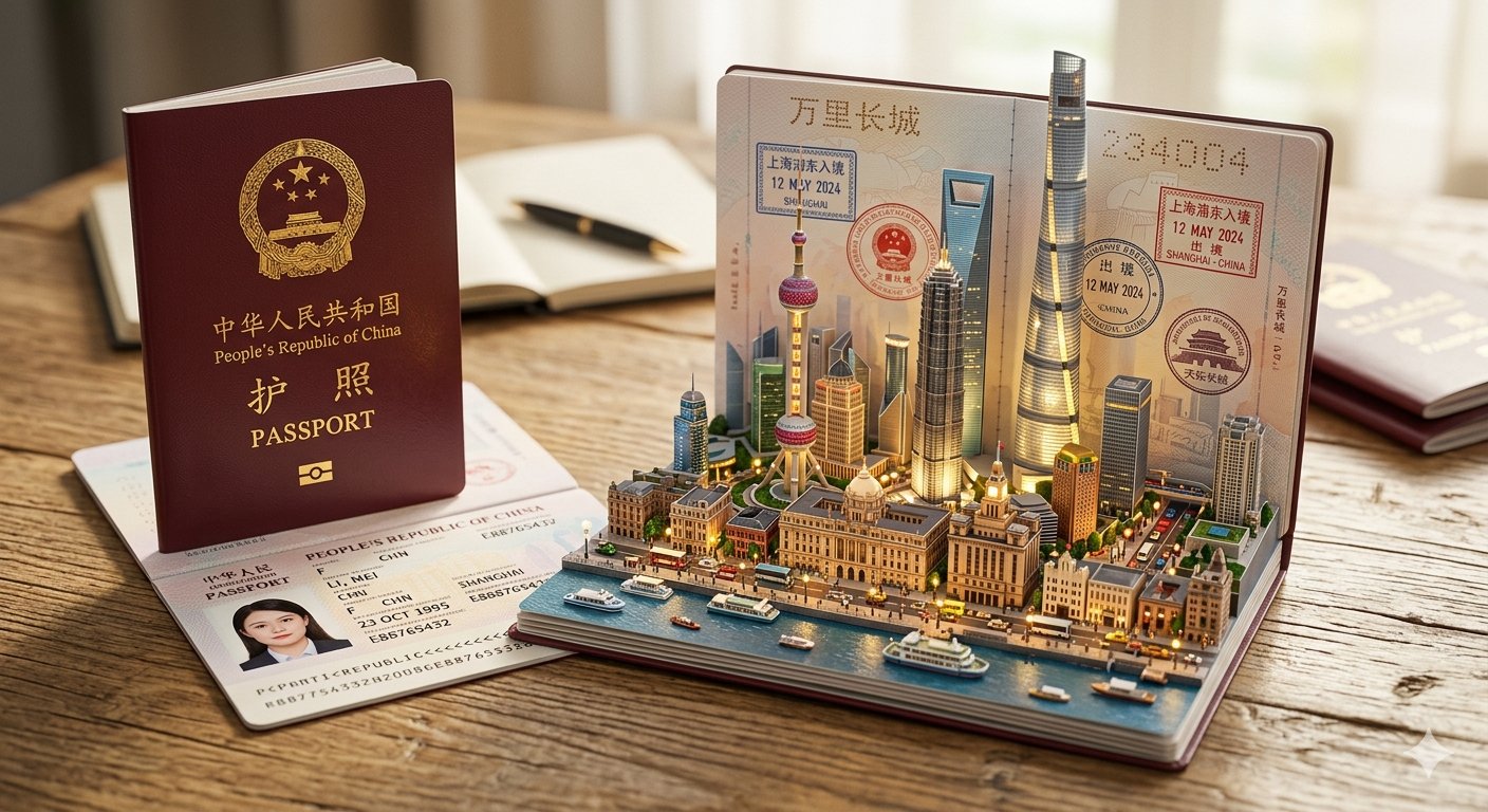 中国护照立体书上海城市景观 / Chinese Passport Shanghai Cityscape Pop Up Book,人像与摄影,人像、电影感、城市视觉,案例输出图 1
