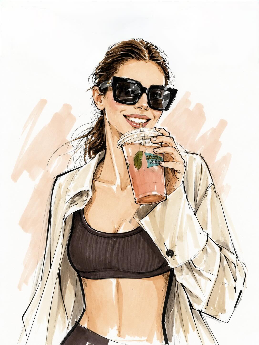 极简主义Vogue风格时尚手绘插画 / Vogue Style Minimalist Fashion Illustration，人像与摄影，人像、时尚、插画，案例输出图 1