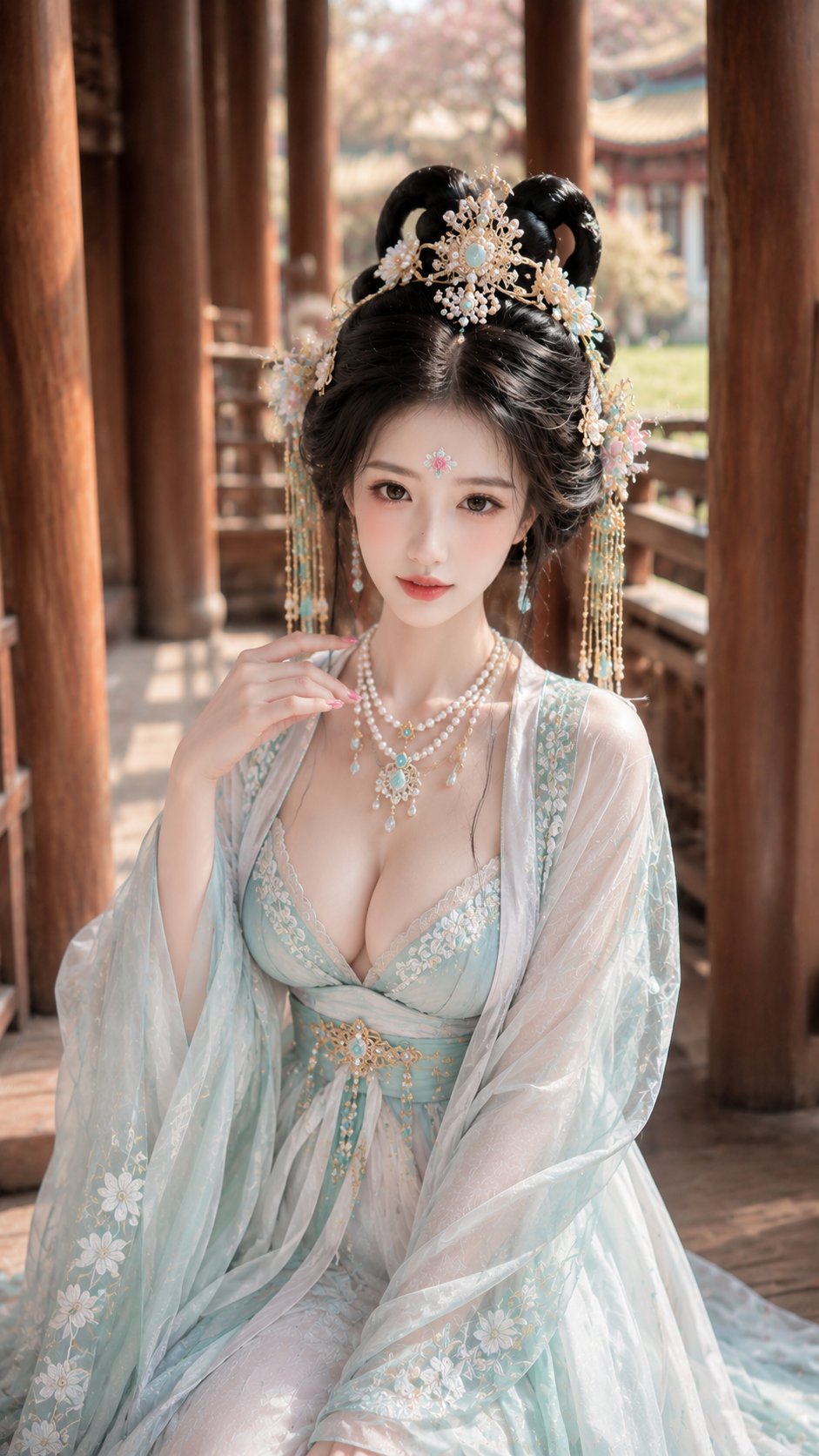 绝美古风女子亭台意境 / Stunning Ancient Style Woman Hanfu Pavilion，人像与摄影，人像、电影感、人像与摄影，案例输出图 2