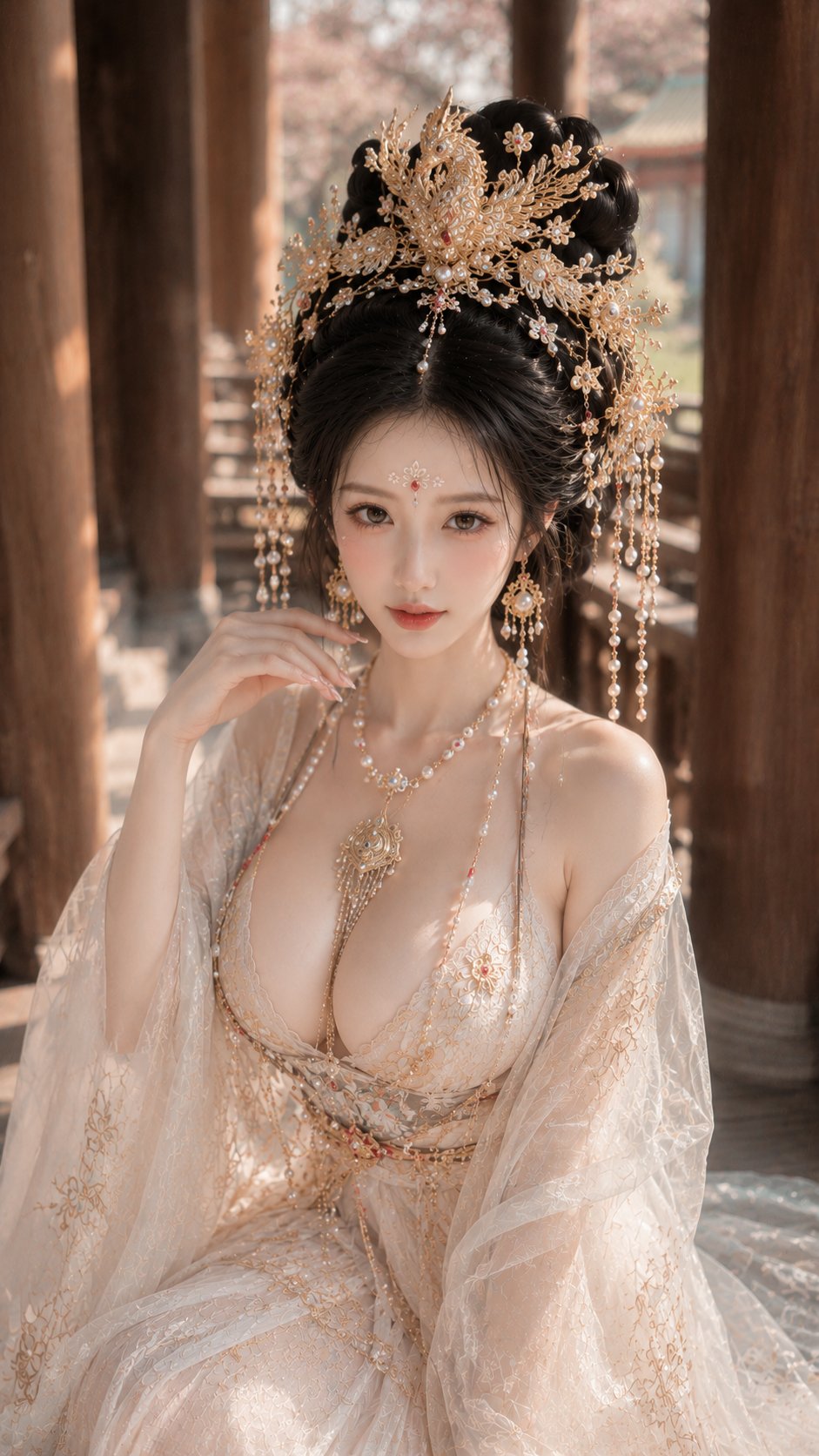 绝美古风女子亭台意境 / Stunning Ancient Style Woman Hanfu Pavilion，人像与摄影，人像、电影感、人像与摄影，案例输出图 1