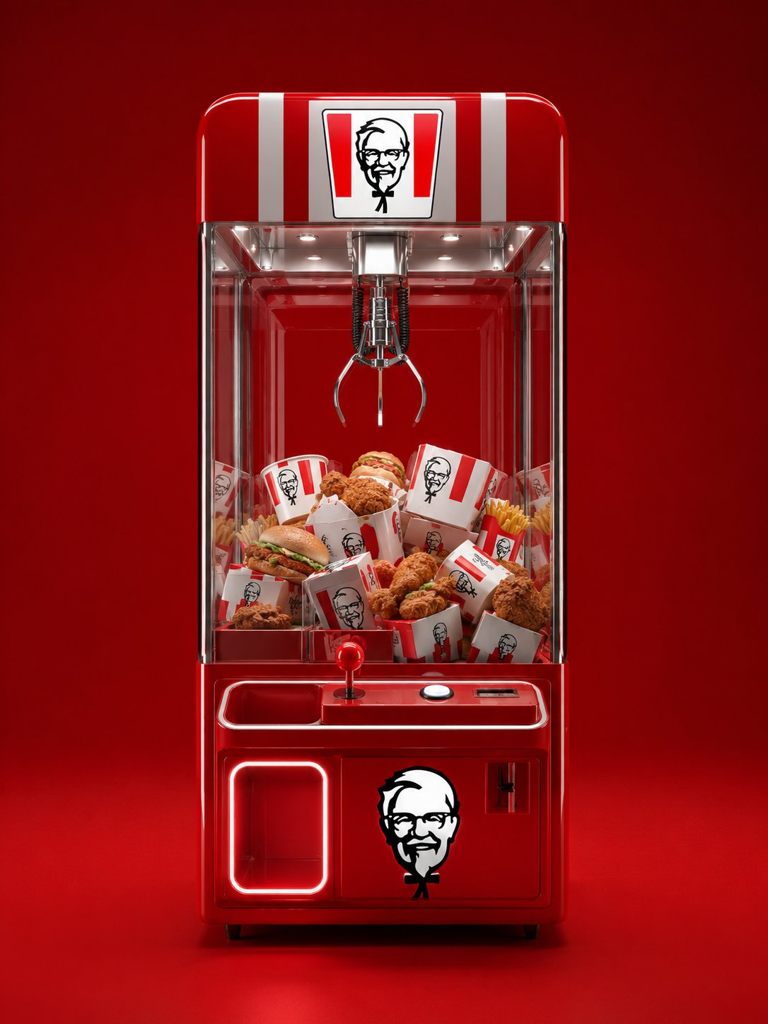 品牌定制未来感高级抓娃娃机3D渲染 / Futuristic Brand Premium Arcade Claw Machine，人像与摄影，人像、电影感、极简，案例输出图 1