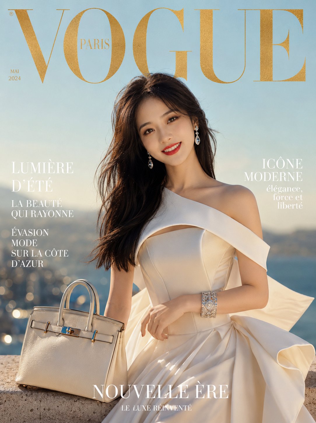 超现实主义奢侈时尚杂志封面 / Surrealist Luxury Fashion Magazine Cover，人像与摄影，人像、电影感、时尚，案例输出图 1