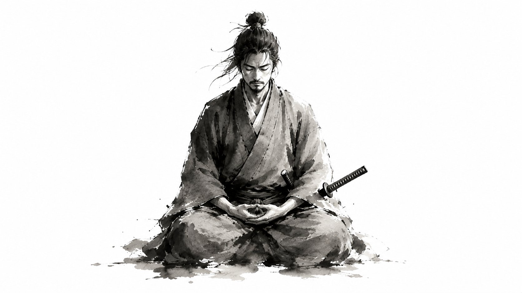 禅意极简日式水墨绘画风格 / Japanese Sumi E Ink Painting Minimalist Prompt，海报与插画，海报、插画、城市视觉，案例输出图 1