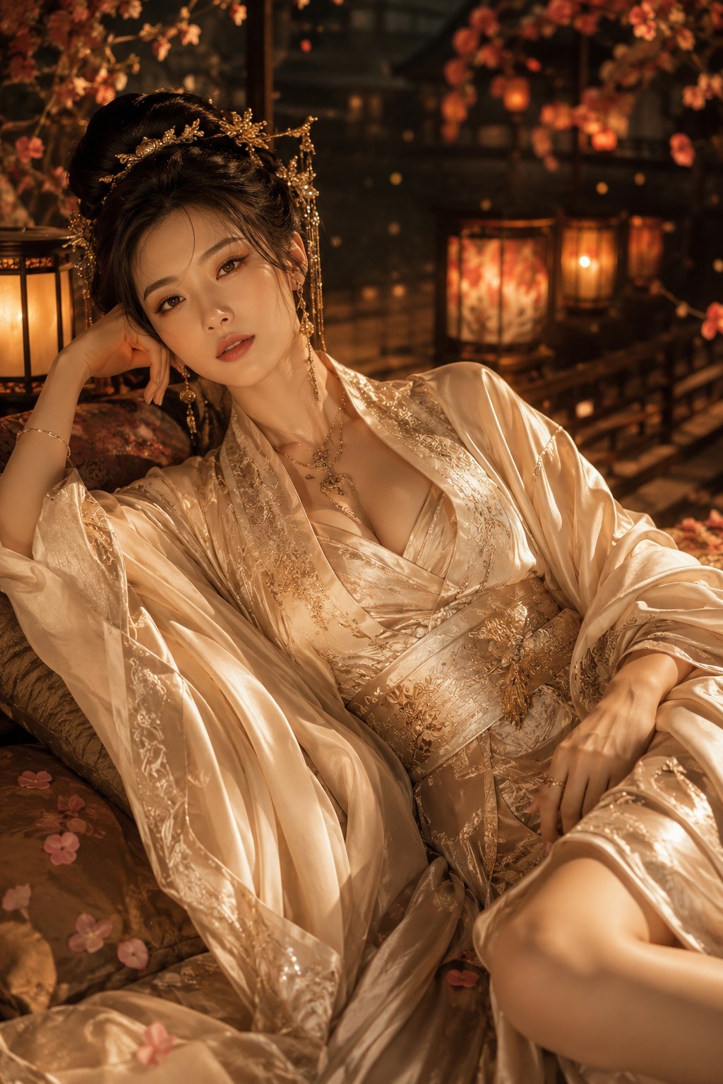 奢华汉服时尚大片人像摄影 / Luxury Hanfu Fashion Editorial Portrait，人像与摄影，人像、电影感、时尚，案例输出图 1