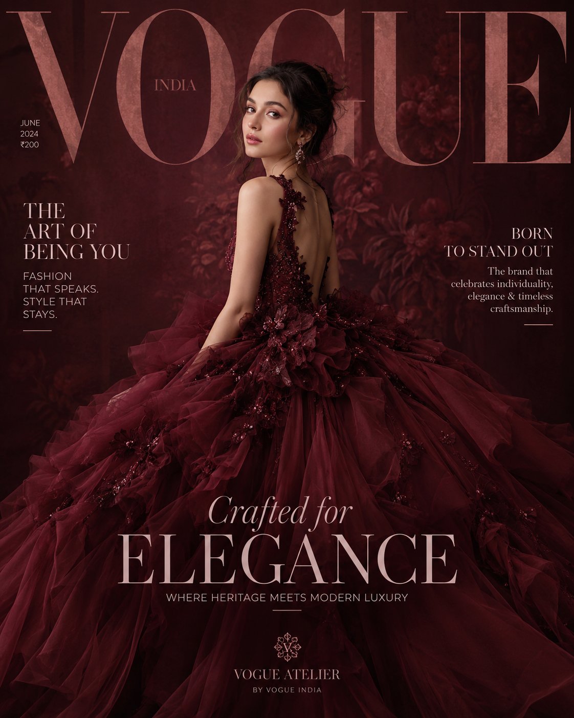 奢华高定品牌ELYSI杂志封面视觉 / Elysia Ultra Luxury Fashion Magazine Cover，人像与摄影，人像、电影感、时尚，案例输出图 2