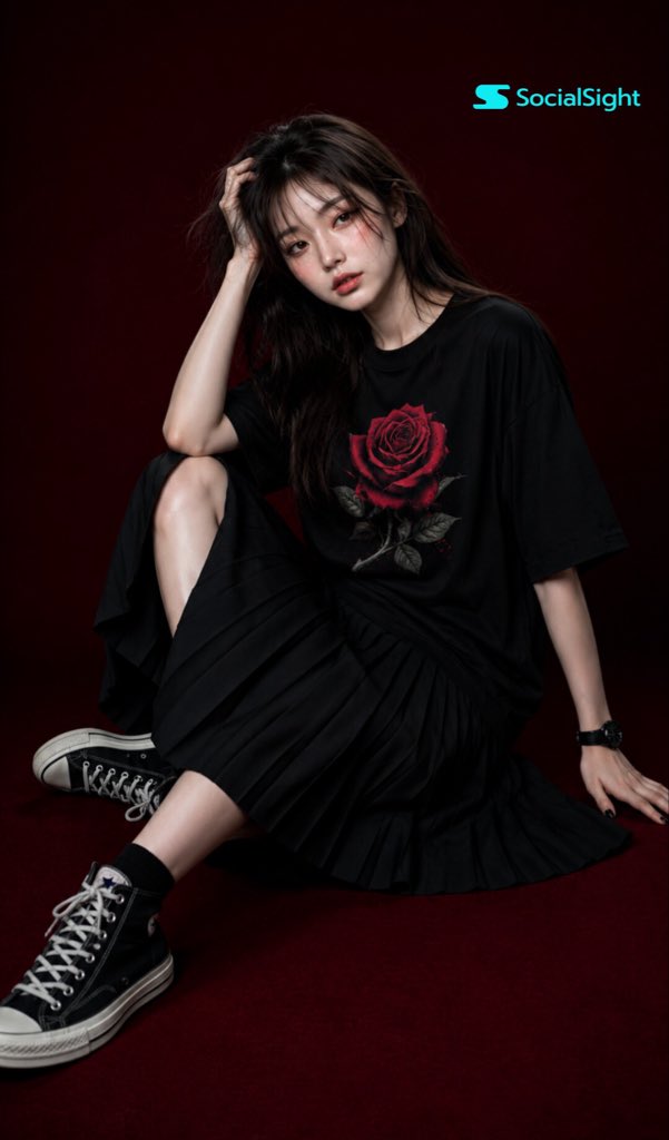 超写实时尚杂志风全黑前卫亚裔女性 / Ultra Realistic Editorial Fashion Studio Asian Woman All Black Style,角色设计,35mm、电影感、时尚,案例输出图 1