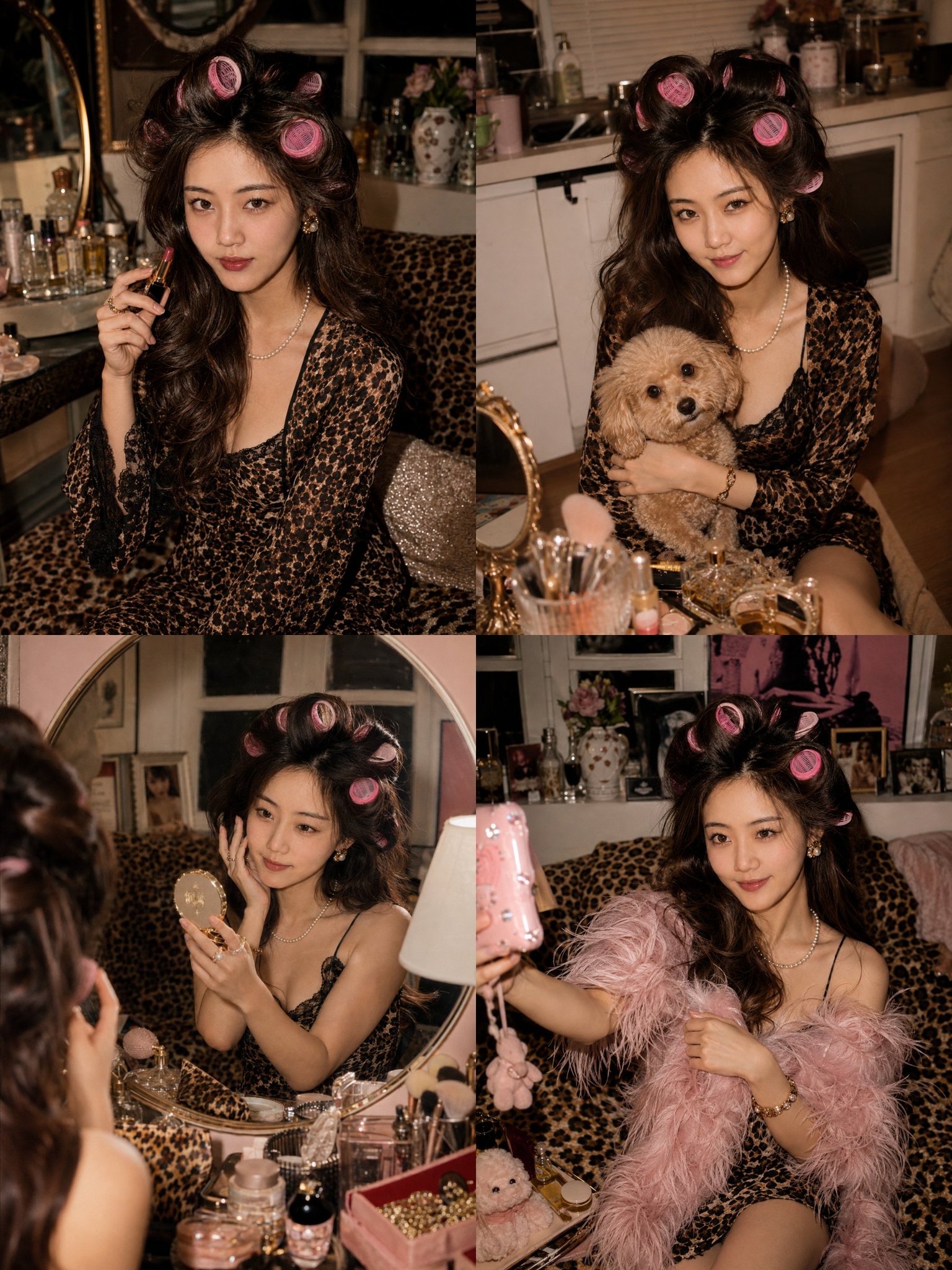 甜辣包租婆复古居家写真 / Sweet Spicy Landlady Retro Home Glam Photography，UI 与社交媒体截图，35mm、人像、时尚，案例输出图 2