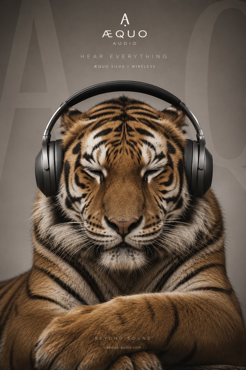 超写实豪华音频海报银背大猩猩 / Ultra Realistic Luxury Audio Gorilla Headphones，人像与摄影，人像、电影感、海报，案例输出图 1