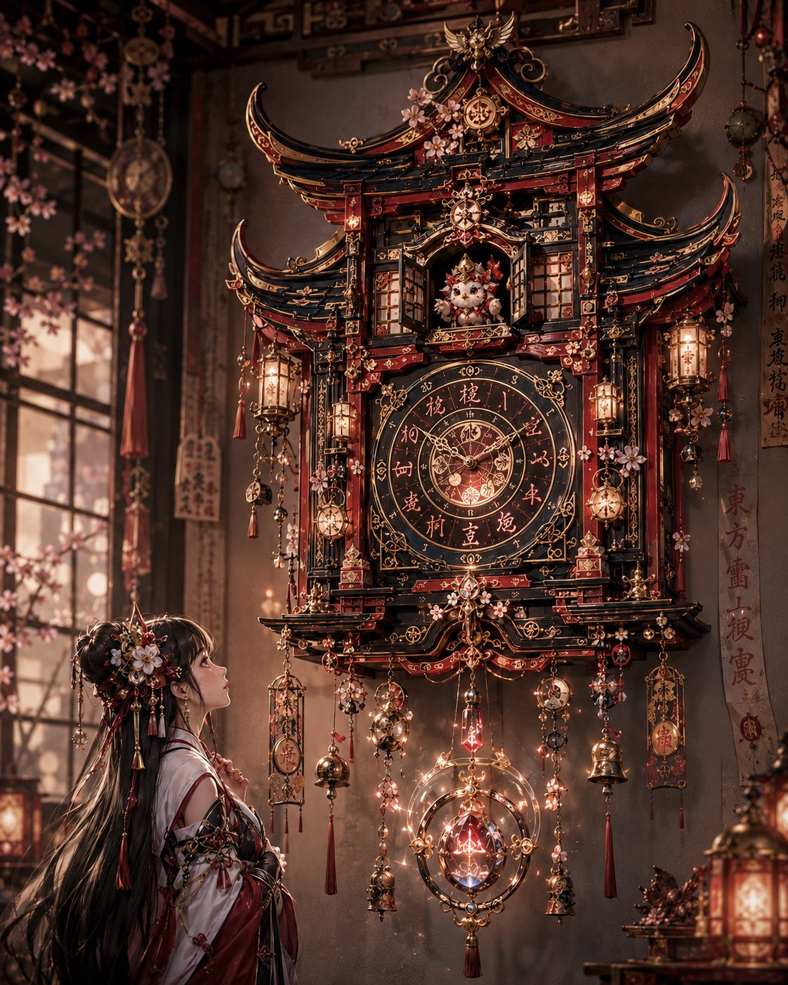 插画风格高端定制布谷鸟挂钟设计 / High End Illustration Style Cuckoo Clock Design，角色设计，霓虹、电影感、插画，案例输出图 1