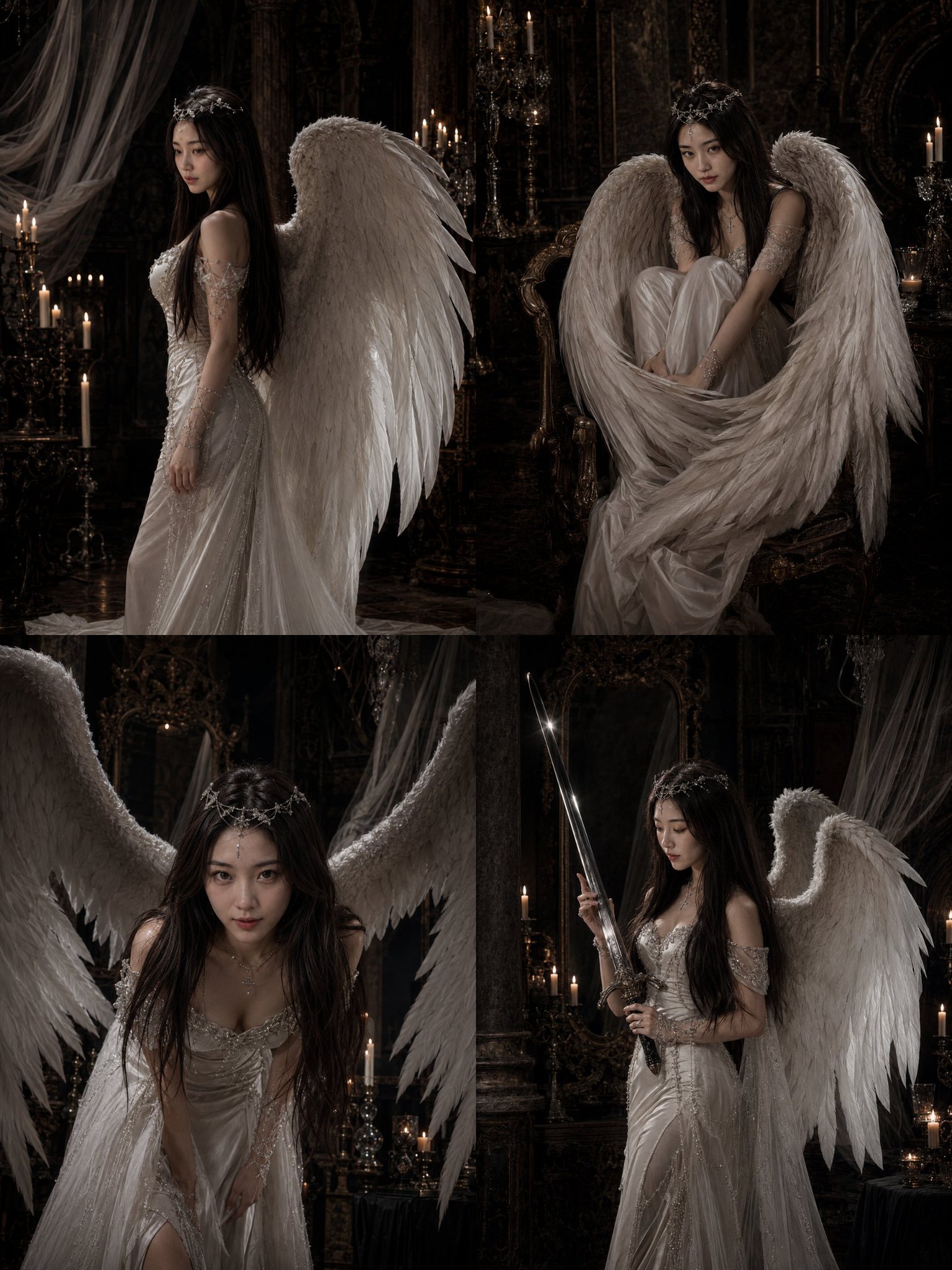 暗黑圣洁天使古堡高定人像写真 / Dark Holy Angel Gothic Castle Portrait Photography，角色设计，人像、电影感、时尚，案例输出图 2