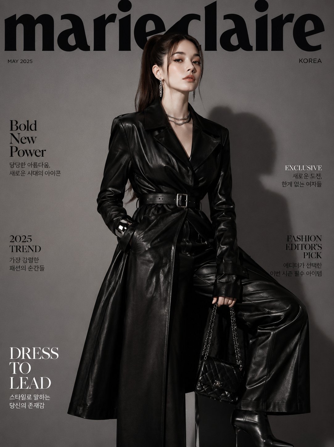 极简主义白色建筑感韩系女性杂志封面 / Ultra Realistic Korean Woman Magazine Cover White Blazer Dress，角色设计，时尚、角色、二次元，案例输出图 2