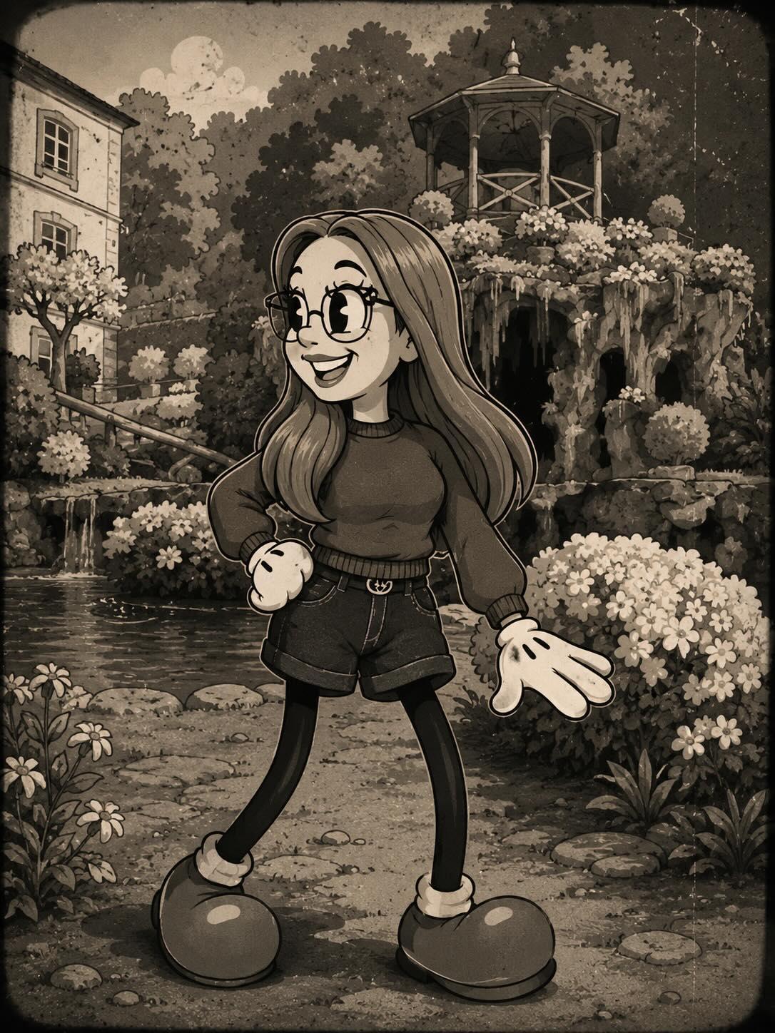 1930年代橡胶管风格复古卡通转换 / Vintage 1930s Rubber Hose Cartoon Character，角色设计，35mm、电影感、海报，案例输出图 1
