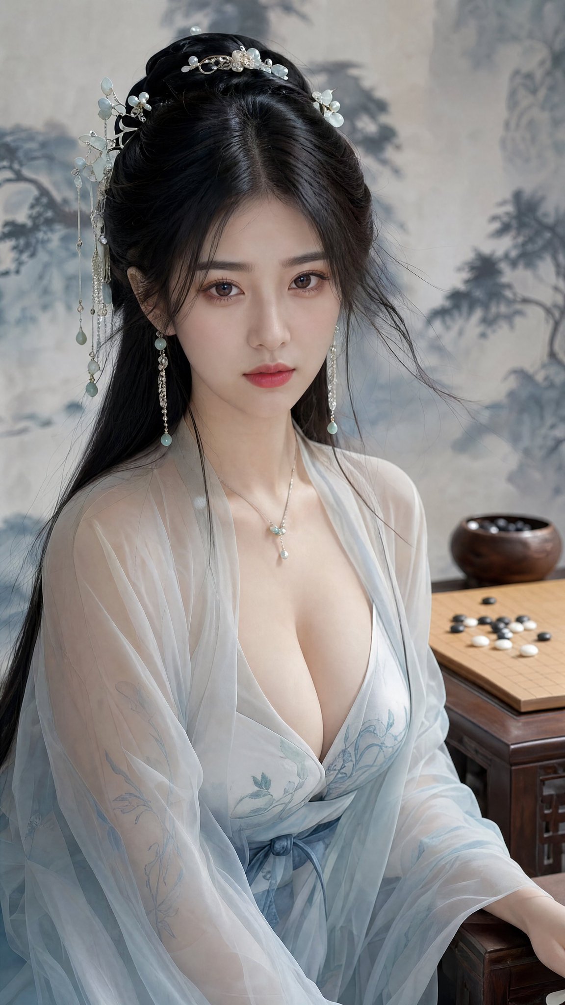 4K写实新中式古风半身女性人像 / 4k Realistic New Chinese Style Portrait Woman，角色设计，人像、角色、竖版，案例输出图 2