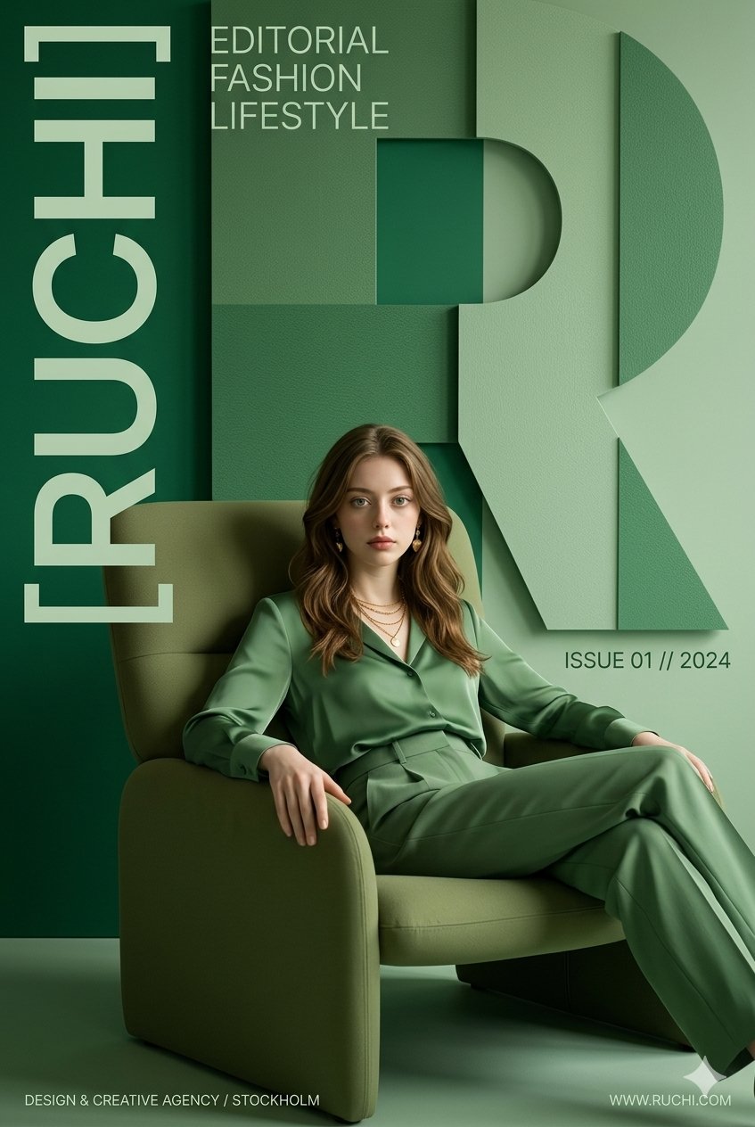 RUCHI现代高端社论品牌设计海报 / Ruchi Modern Editorial Branding Poster，人像与摄影，人像、电影感、时尚，案例输出图 1