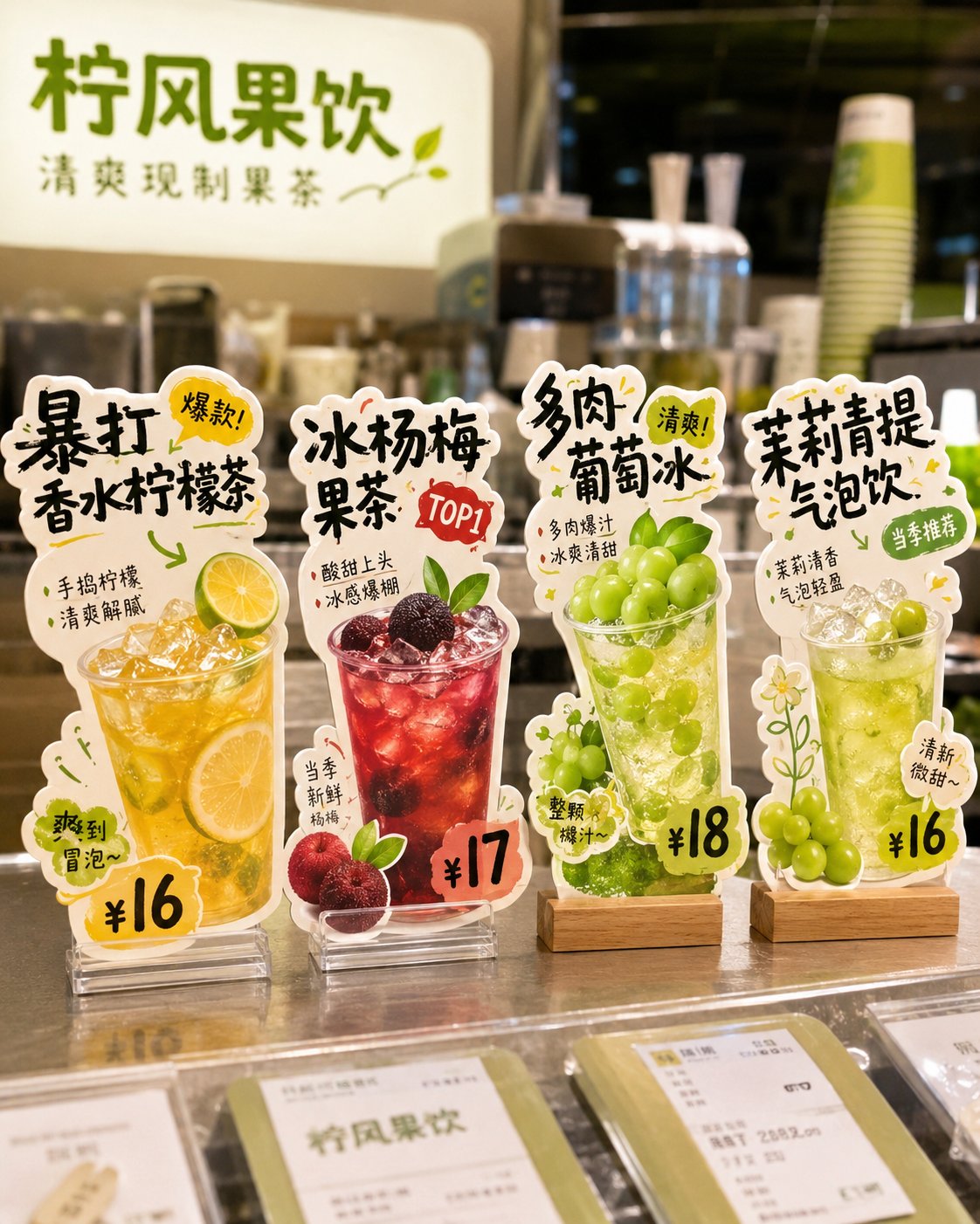 门店异形桌牌白底排版展示图 / Store Irregular Table Card White Background Layout，海报与插画，海报、插画、排版，案例输出图 2