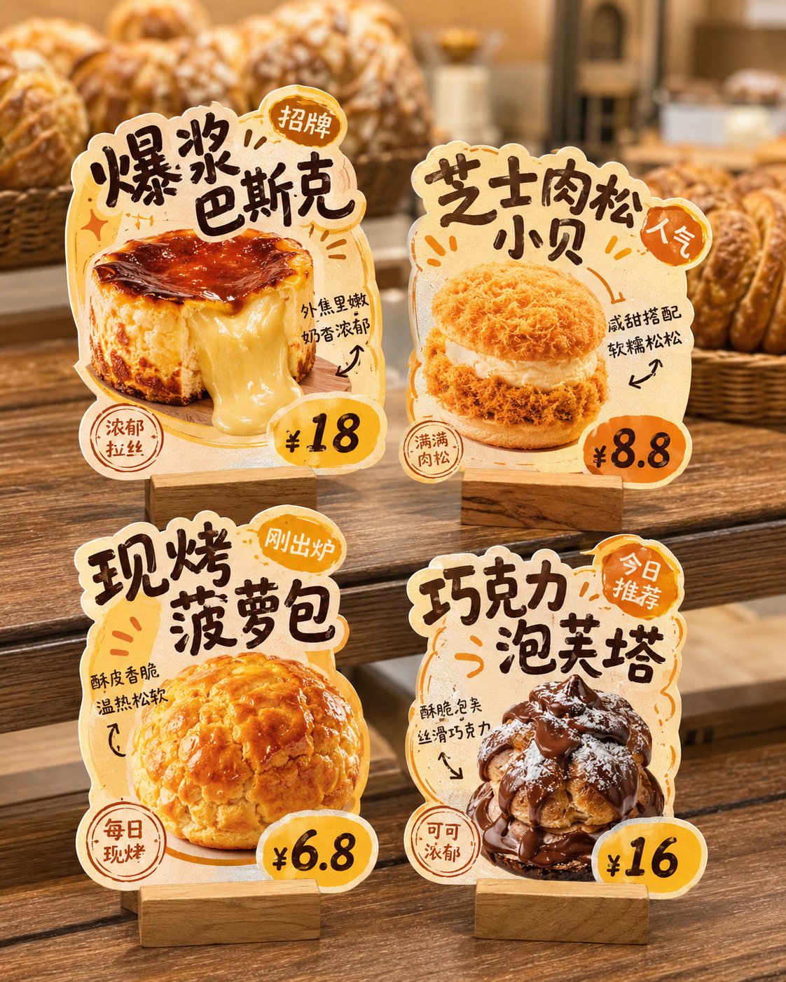 门店异形桌牌白底排版展示图 / Store Irregular Table Card White Background Layout,海报与插画,海报、插画、排版,案例输出图 1