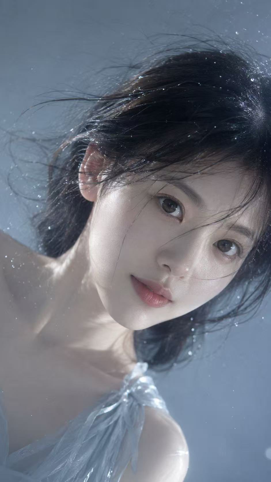 水光清透感写实电影特写人像 / Realistic Water Glass Cinematic Portrait,角色设计,35mm、人像、电影感,案例输出图 1