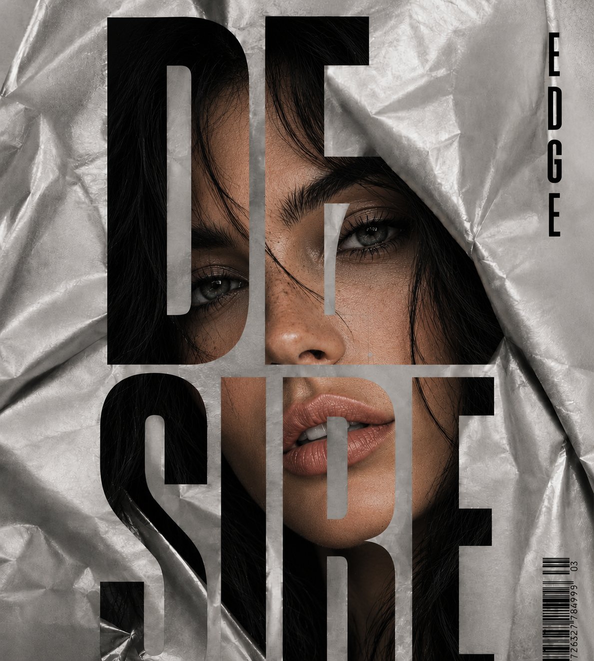 超写实时尚海报文字遮罩肖像 / Ultra Realistic Editorial Fashion Poster Typography Portrait,角色设计,人像、电影感、时尚,案例输出图 1