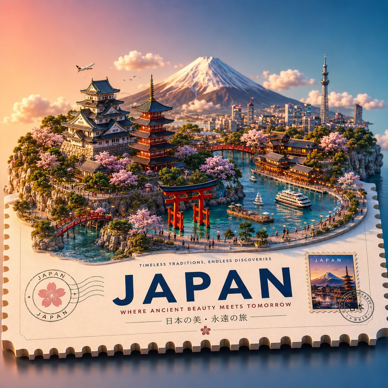3D等距风格旅行海报浮空微缩世界 / 3d Isometric Travel Poster Floating Miniature World，人像与摄影，人像、电影感、海报，案例输出图 2