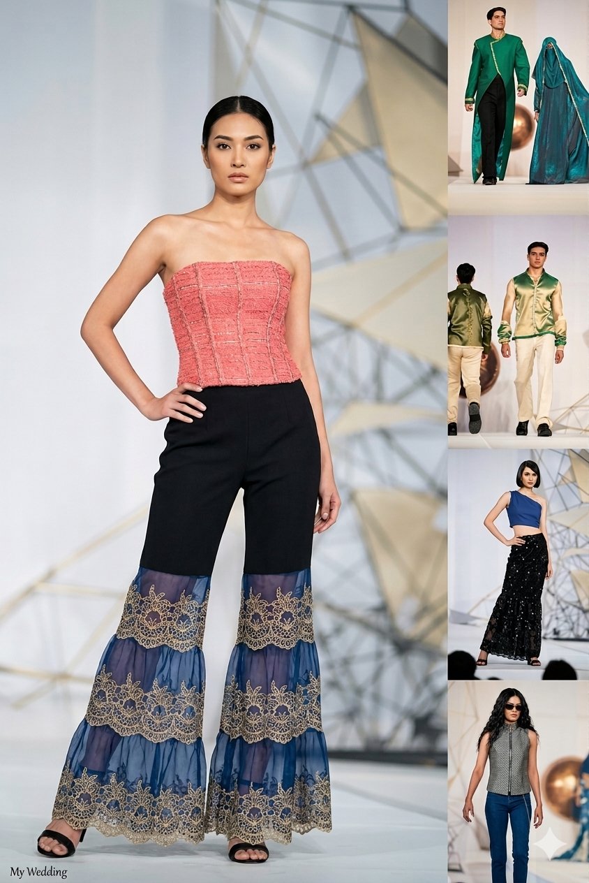 现代质感文化融合时尚走秀拼贴 / Modern Structured Fashion Runway Montage,人像与摄影,人像、时尚、极简,案例输出图 1