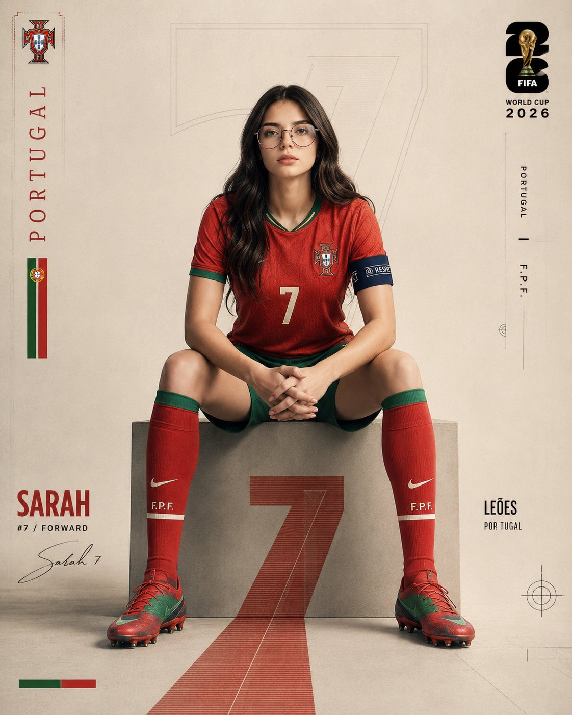 2026年FIFA世界杯极简风体育海报 / Fifa 2026 Minimalist Sports Editorial Poster，UI 与社交媒体截图，人像、电影感、时尚，案例输出图 1