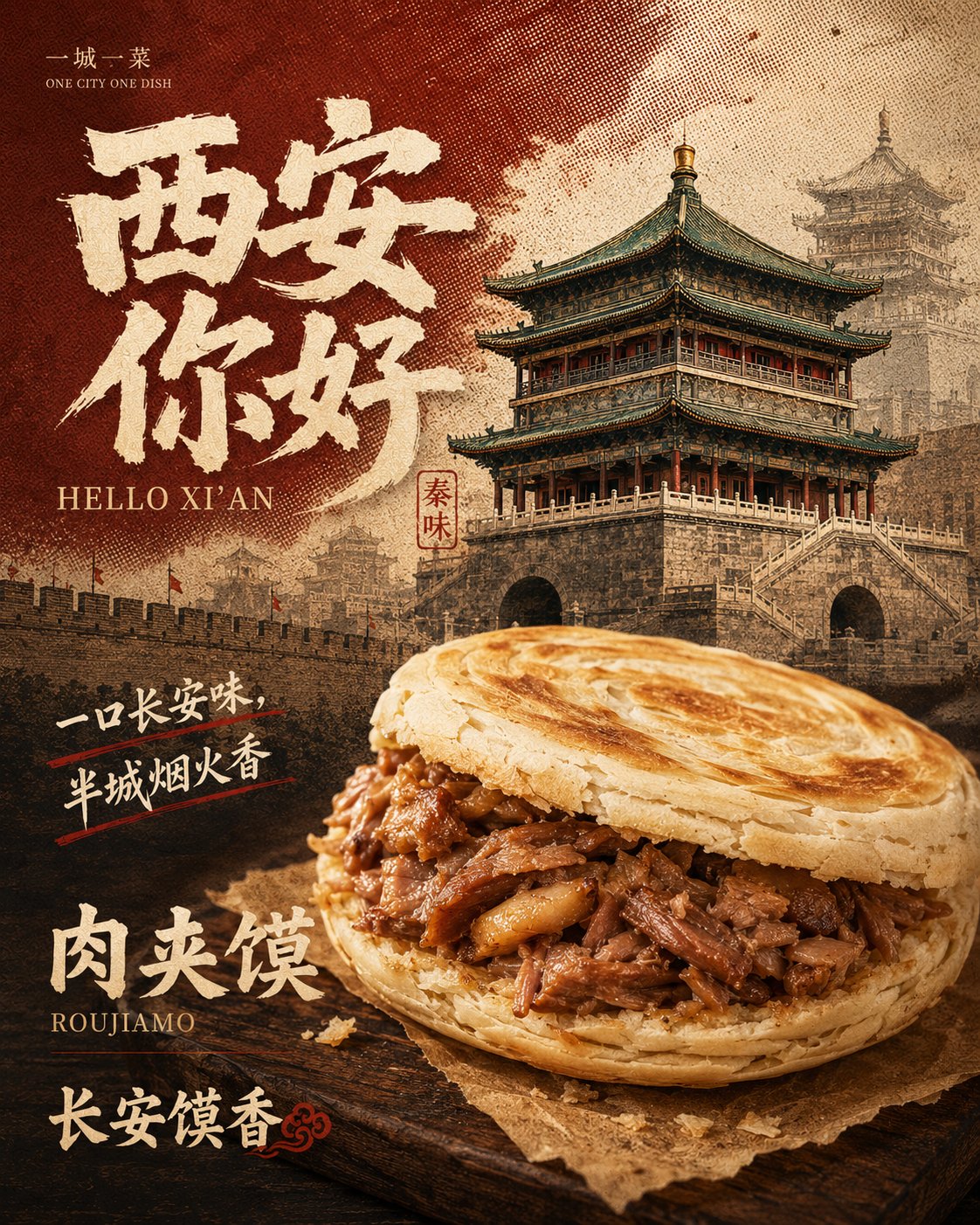 城市味觉档案一城一菜系列海报生成 / City Flavor Archive One City One Dish Poster，人像与摄影，人像、海报、城市视觉，案例输出图 2