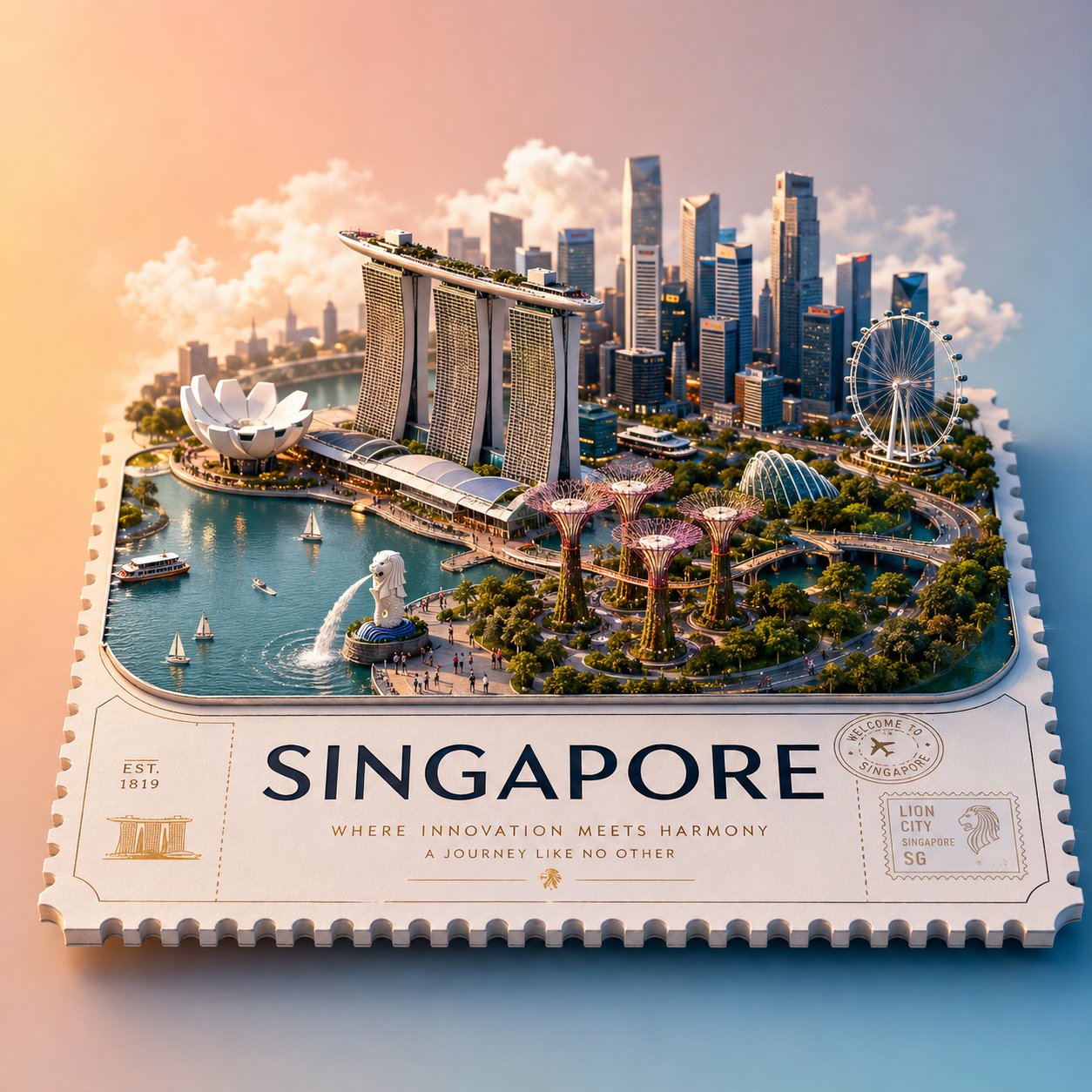 高端3D等轴测浮空缩微景观旅游海报 / Premium 3d Isometric Floating Miniature Travel Poster,人像与摄影,人像、电影感、海报,案例输出图 1