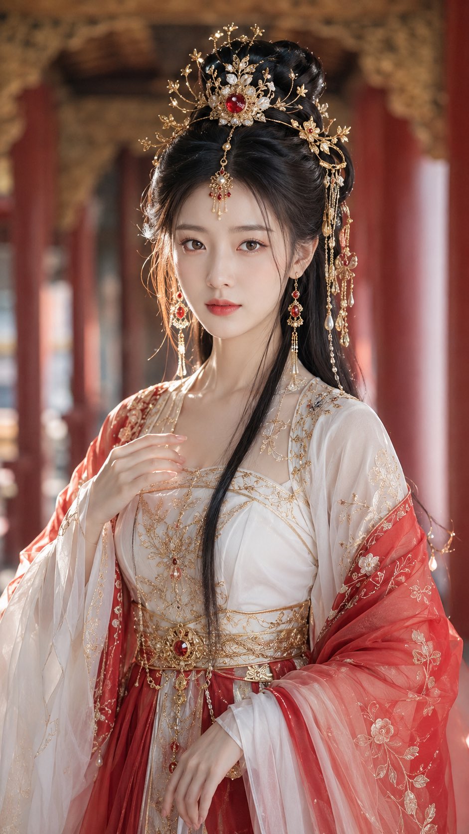 唐风华丽仙侠女主精修写真 / Tang Fantasy Gorgeous Female Lead Portrait，角色设计，人像、角色、竖版，案例输出图 2