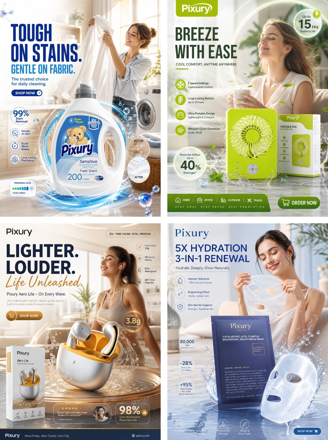 高端家居日用品商业摄影营销海报 / Premium Daily Necessities Commercial Poster Photography,模型对比与社区,人像、电影感、时尚,案例输出图 1