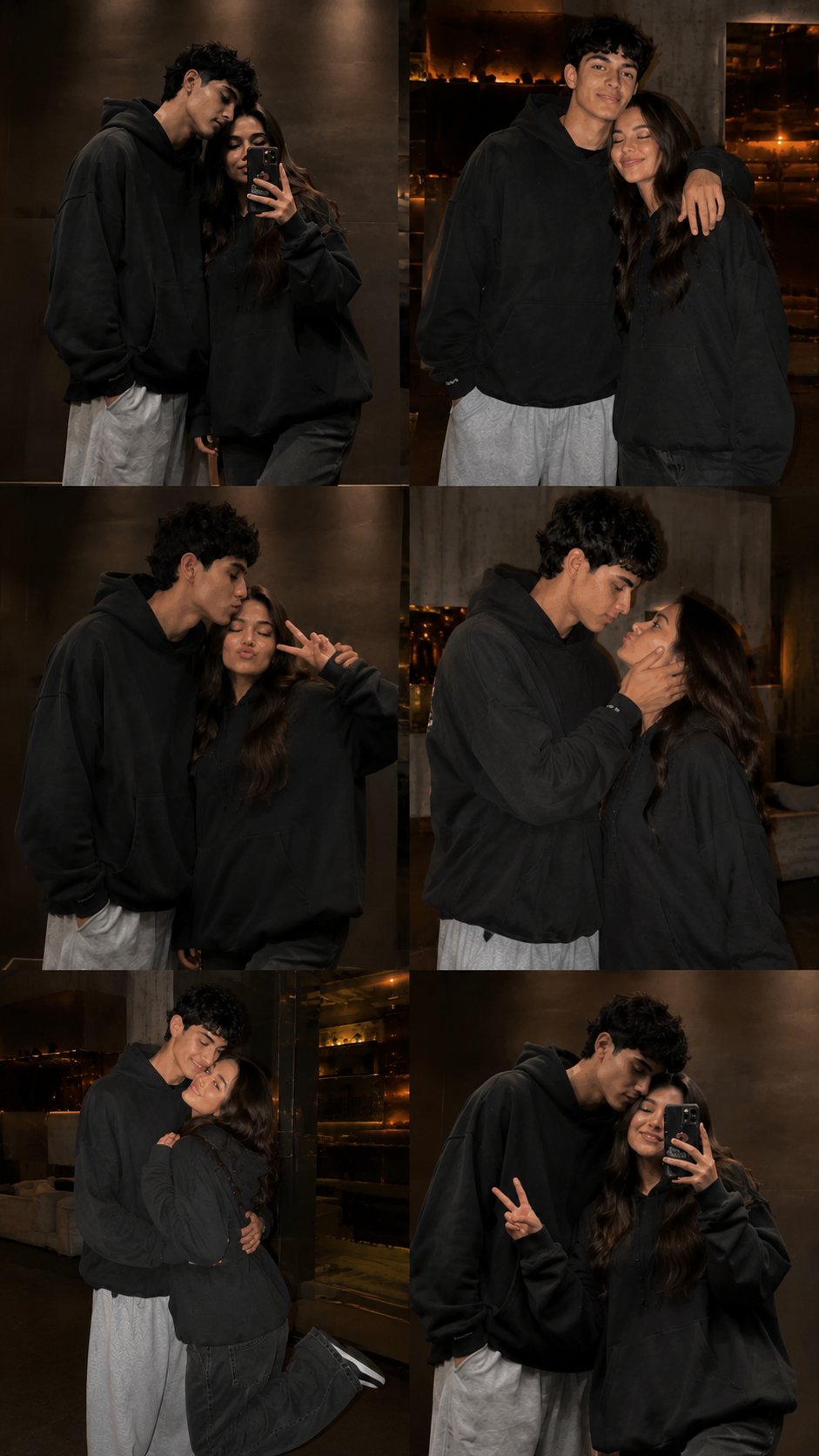超写实夜晚情侣大头贴拼图 / Ultra Realistic Nighttime Couple Photostrip Collage,人像与摄影,人像、竖版、人像与摄影,案例输出图 1