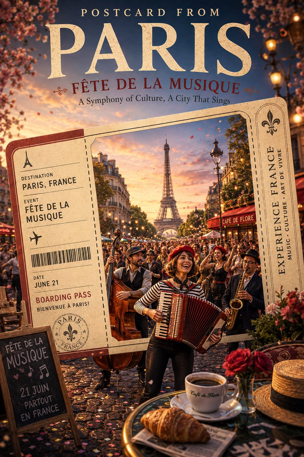 登机牌3D文化体验旅游海报 / Premium Travel Poster 3d Boarding Pass Cultural Experience,人像与摄影,人像、电影感、时尚,案例输出图 1