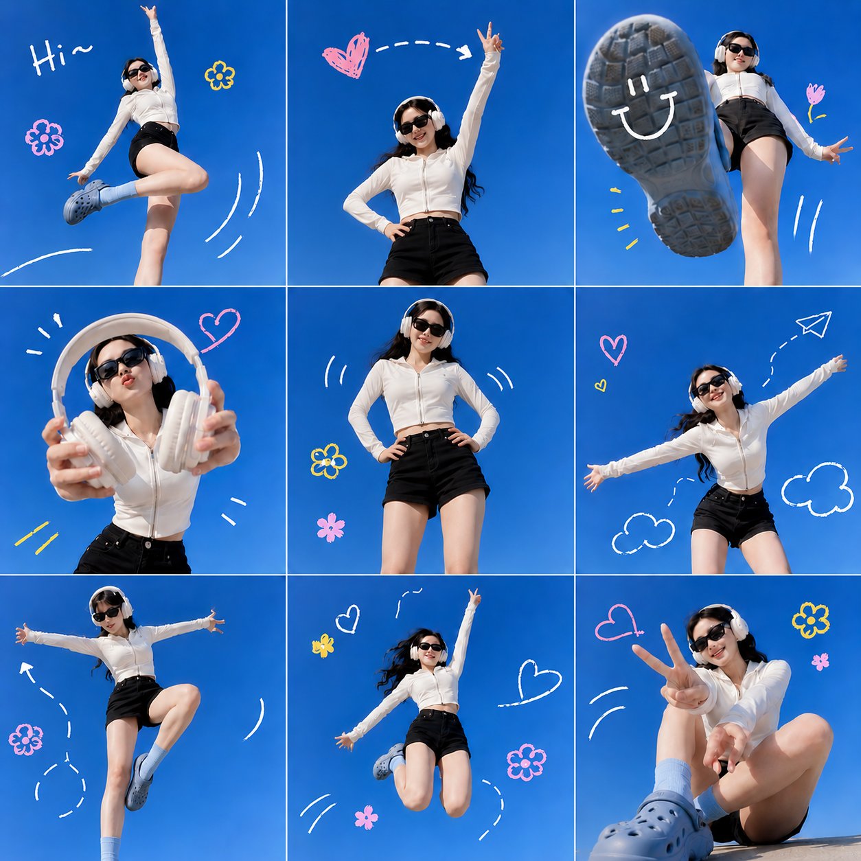 潮流美学九宫格运动风女性户外人像摄影 / Trendy 3x3 Photo Collage Sporty Woman Outdoor,人像与摄影,人像、时尚、人像与摄影,案例输出图 1