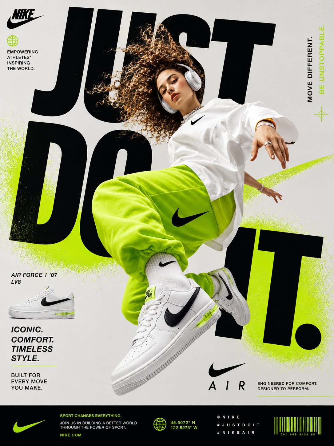 耐克鞋类广告海报设计 / Nike Shoe Advertisement Poster Design，角色设计，霓虹、海报、角色，案例输出图 1