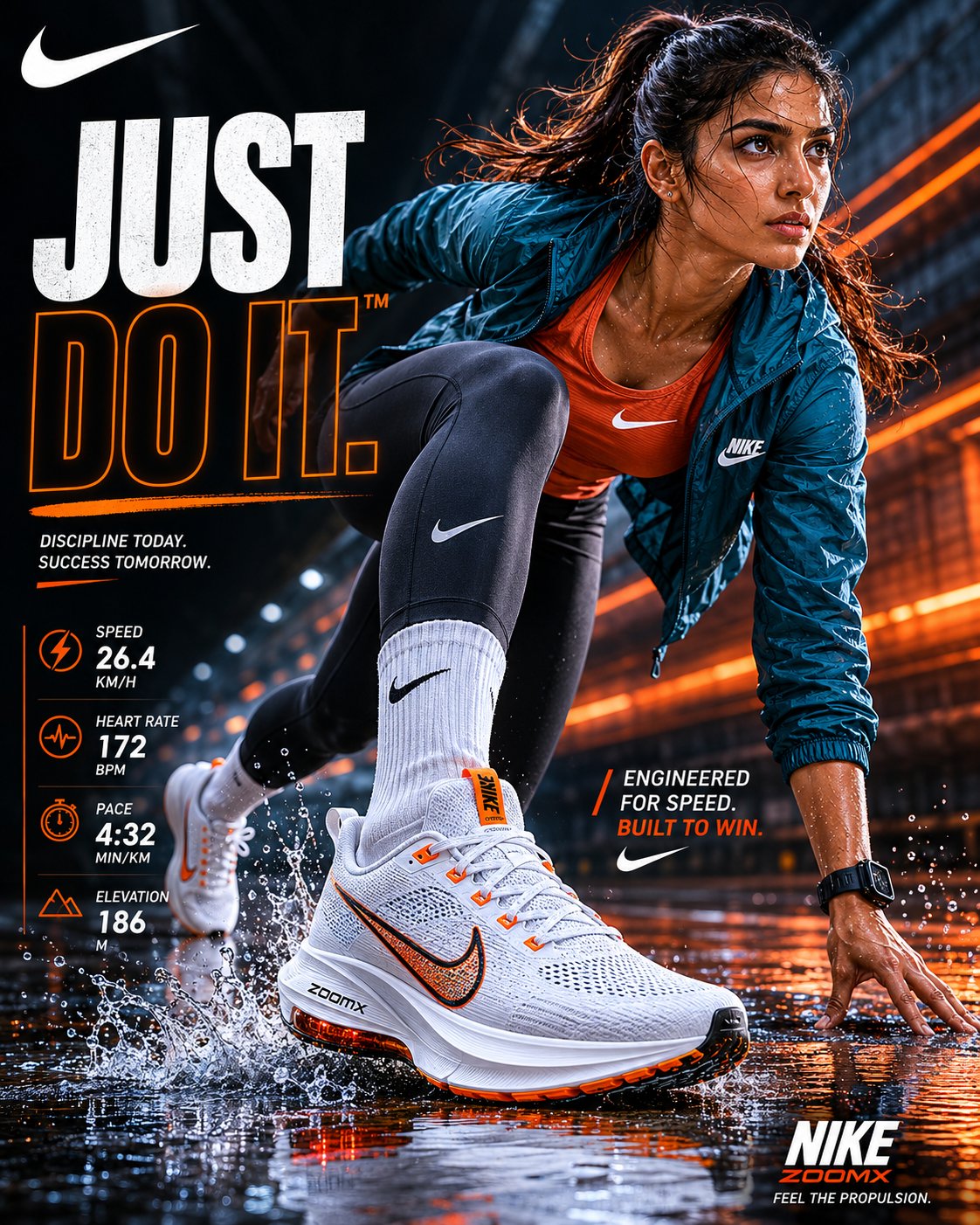 耐克鞋类广告海报设计 / Nike Shoe Advertisement Poster Design，角色设计，霓虹、海报、角色，案例输出图 2