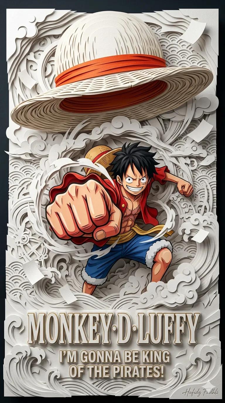 3D叠层纸雕动漫英雄海报 / 3d Layered Papercraft Anime Hero Poster，角色设计，电影感、海报、角色，案例输出图 1