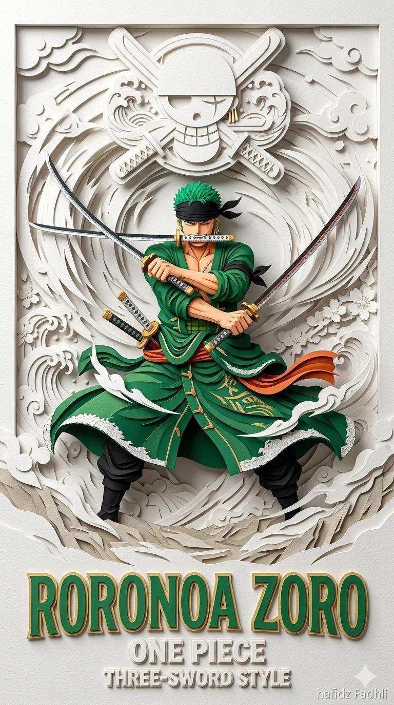 3D叠层纸雕动漫英雄海报 / 3d Layered Papercraft Anime Hero Poster，角色设计，电影感、海报、角色，案例输出图 2