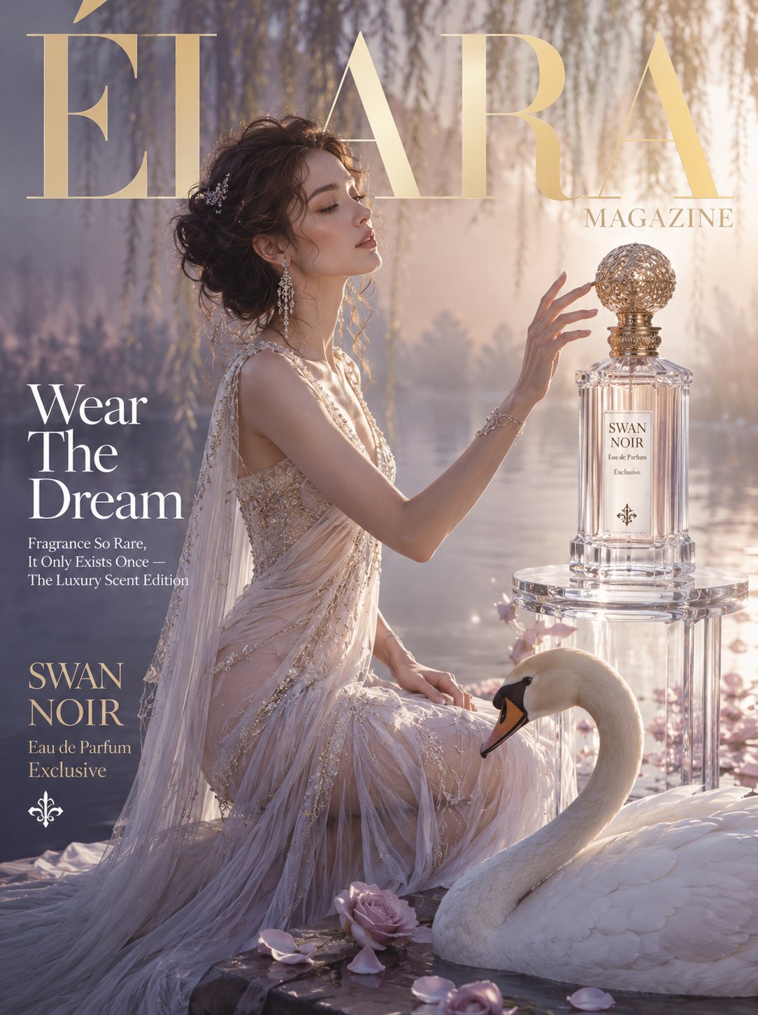 梦幻优雅奢侈香水时尚杂志封面 / Elara Magazine Luxury Fashion Perfume Editorial,人像与摄影,人像、电影感、时尚,案例输出图 1