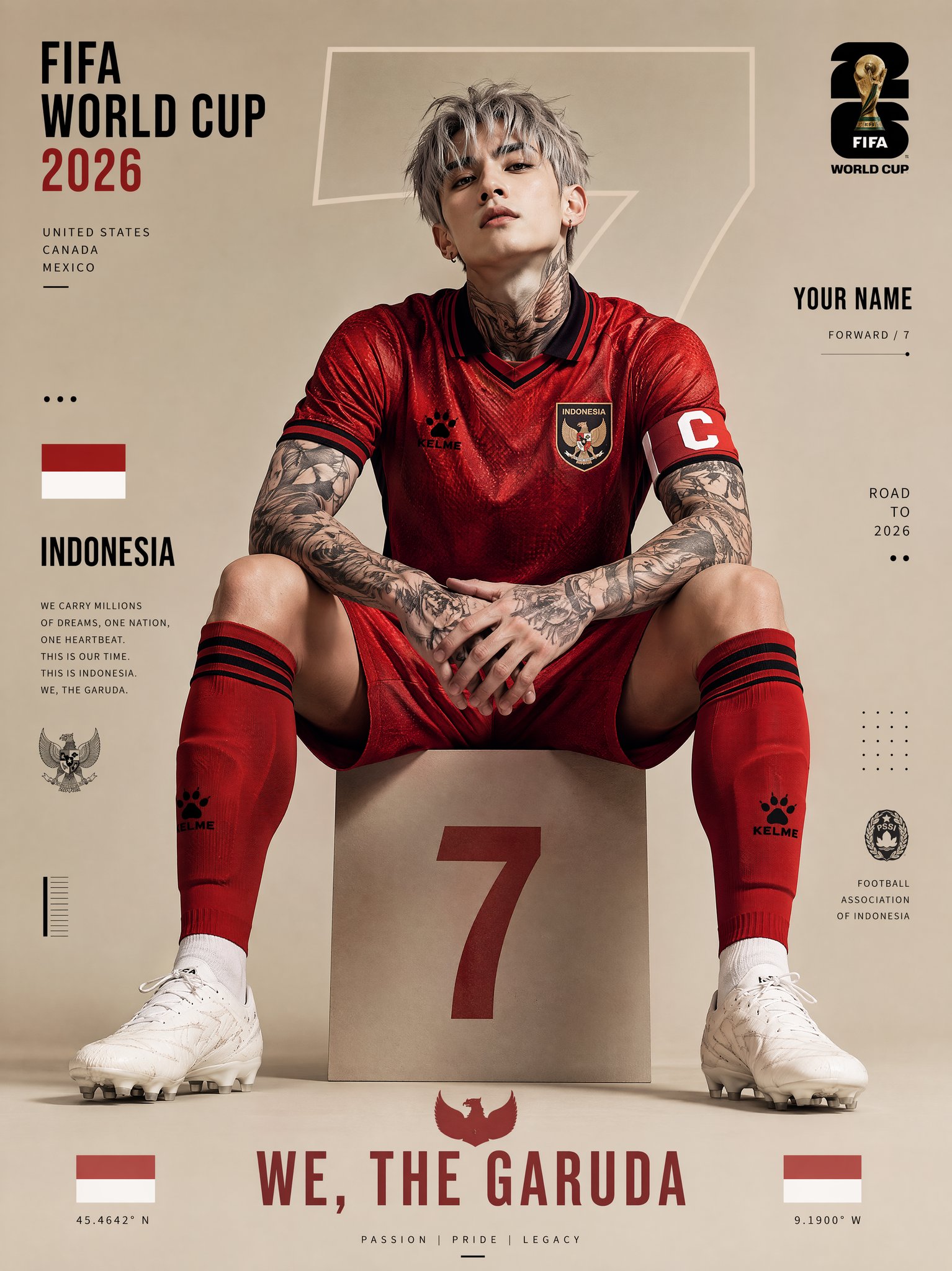 2026世界杯印度尼西亚足球海报 / Fifa World Cup 2026 Indonesia Poster Design,人像与摄影,人像、电影感、时尚,案例输出图 1