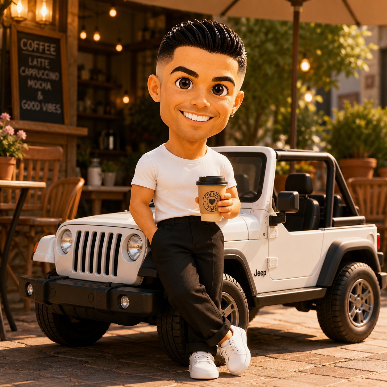 3D可爱Q版角色与迷你吉普车 / Cute 3d Chibi Character Mini Jeep,角色设计,角色、二次元、极简,案例输出图 1